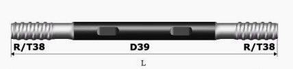 D39 extensión Rod 1220m m ISO9001 de la broca de la base del diámetro 39m m Hdd